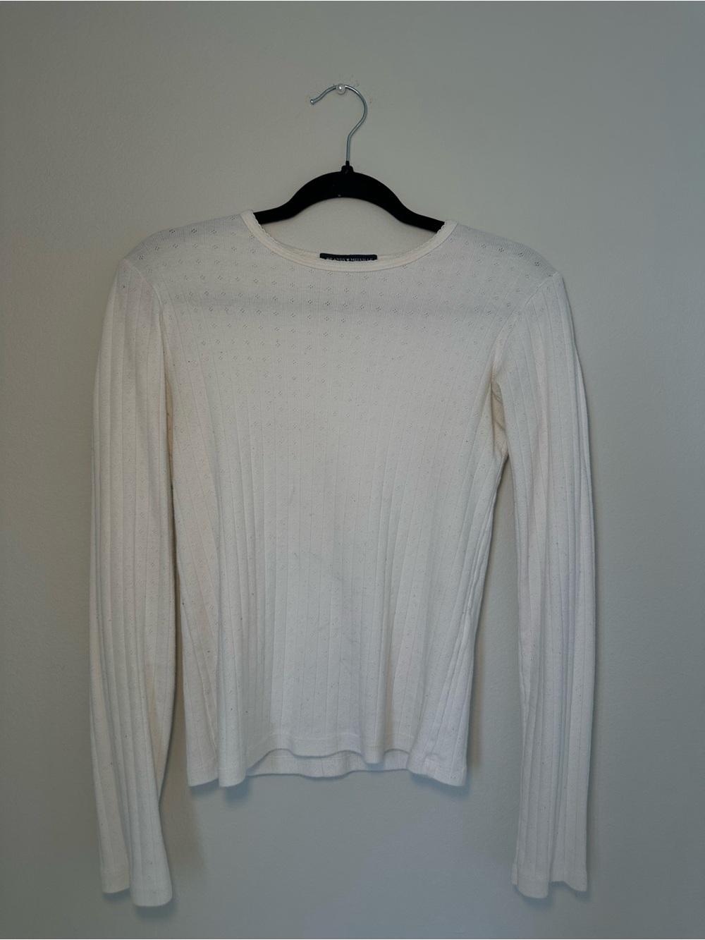 Brandy Melville Eyelet Long Sleeve Top 100% Cotton